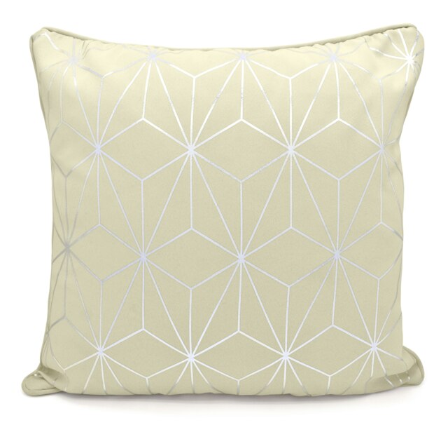 Modern Geomtric Foil Print Cushion - 43cm x 43cm Cream Cream