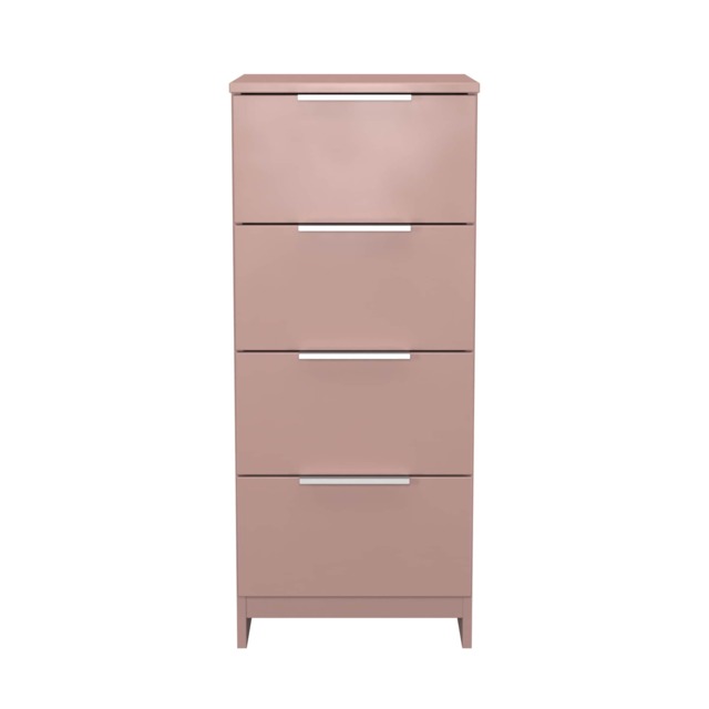 Dover 4 Drawer Bedside Cabinet in Kobe Pink (Ready Assembled) Pink Kobe Pink