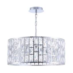Gelid Chandelier Cylindrical Pendant Chrome & Crystal, 4 Light, E27