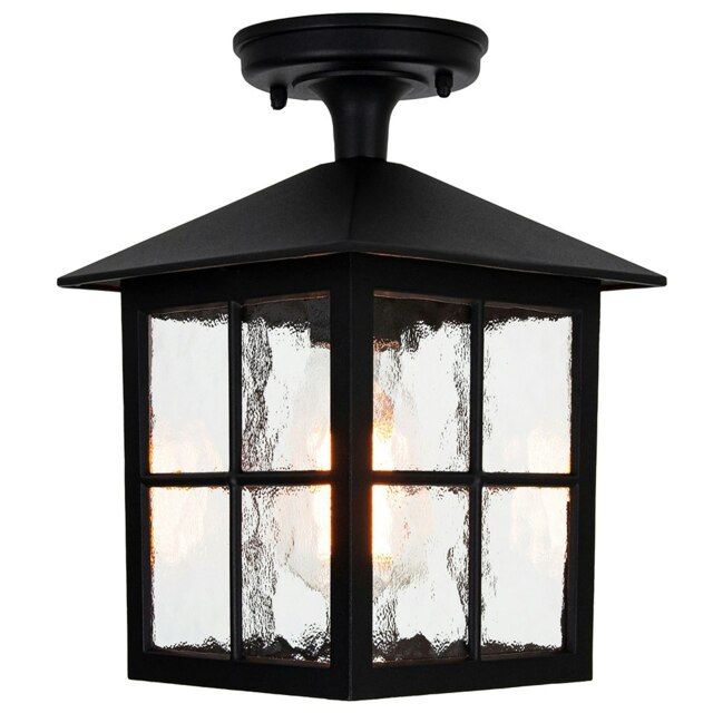 Matt Black Die-Cast Aluminium Traditional Lantern Porch Ceiling Light Fitting Multi