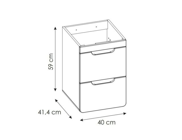 Small Vanity Unit 400mm Cloakroom Wall Hung Cabinet with Drawers White Gloss Oak Bathroom Aruba