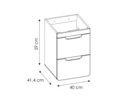 Small Vanity Unit 400mm Cloakroom Wall Hung Cabinet with Drawers White Gloss Oak Bathroom Aruba