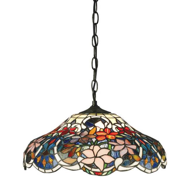 Sullivan 1 Light Medium Ceiling Pendant Dark Bronze, Tiffany glass, E27