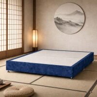 Kyoto Low Platform Divan Bed 6FT Superking Blue Plush Velvet