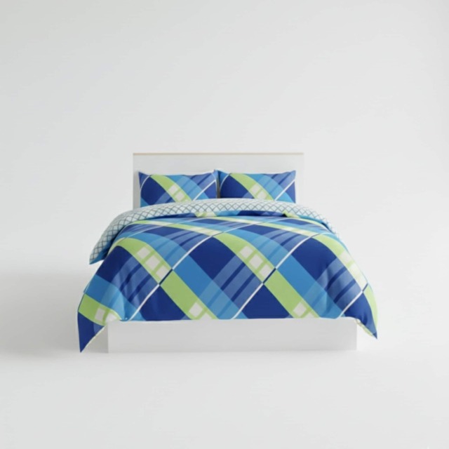 Modern Reversible Duvet Cover Stylish Geometric Pattern Bedding for Bedroom Blue Double