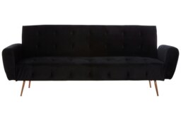Orsina Velvet Upholstered Black Velvet Sofa Bed, Elegant Seater Sofa Bed For Bedroom, Contemporary Sofa Bed