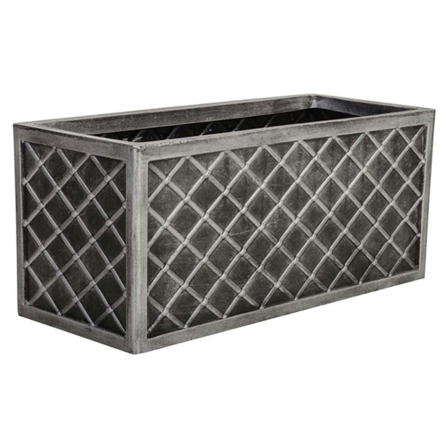 2 x Large Rectangular Lazio Effect Planters For Garden Indoor & Outdoor Patio Planters Pots Grey
