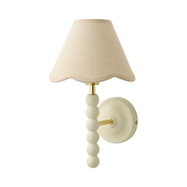 ValueLights Bobble Cream Wall Light Natural Trim Scallop Shade and Bulb