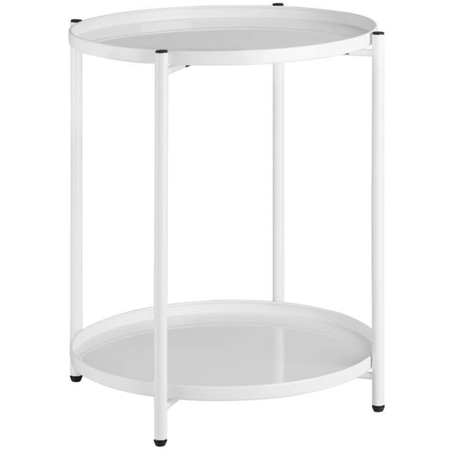 Bedside Table Oxford - round with removable shelves, 45.5 x 45.5 x 53 cm White white 45,50 x 45,50 x 53 cm 1