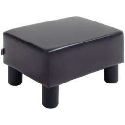 HOMCOM Faux Leather Footstool, Small Foot Rest, Rectangle Sofa Stool for Bedroom Living Room, Brown