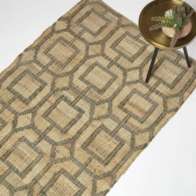 Homescapes Tiran Brown Geometric Handwoven Jute Rug - 120 x 170 cm Brown Brown, Grey