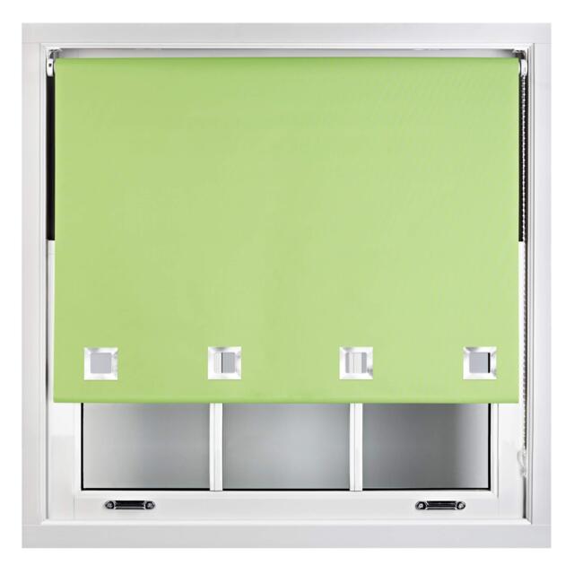 FURNISHED Blackout Roller Blinds with Large Square Eyelets Made to Measure Window Shade Green Lime (W) 210cm x (L) 165cm