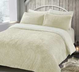 Velosso Alaska Shaggy Faux Fur Fluffy and Warm Fleece Duvet Cover Set Cream Cream Single