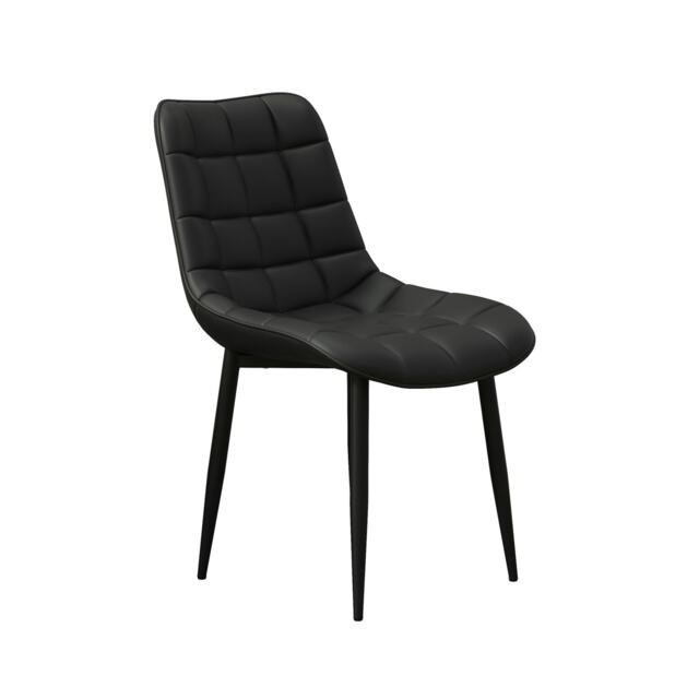 Set of 8 Nova Modern Faux Leather Dining Chair Padded Seat Metal Legs Kitchen (Black) Black Black One Size