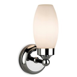 Reef 1 Light Bathroom Wall Light Chrome with Opal Glass IP44, E14