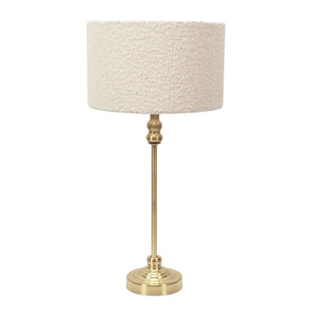 ValueLights Maggie Gold Candlestick Table Lamp Cream Boucle Shade and Bulb