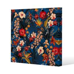Bright Red & Orange Tropical Flowers & Plants (Canvas Print) Cream