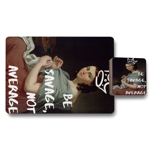 Designer Artwork Twelve Piece Placemats And Coaster Set With Wood Bottom Limited Edition Gallery Collection