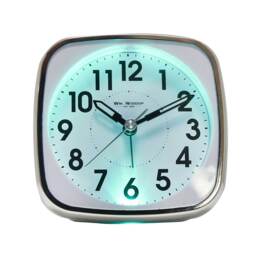 Hometime Square Alarm Clock - Sweep/Light/Snooze - White White