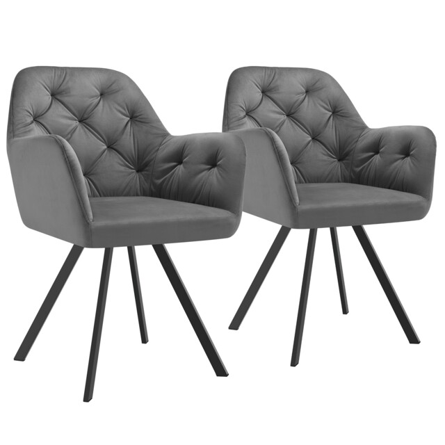 Armchair Lucia - padded, quilted pattern, 180 degree swivel chair Grey anthracite 2