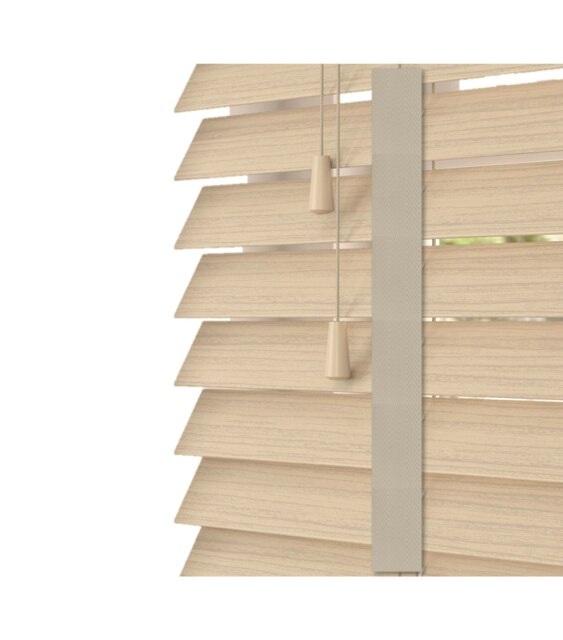 150cm Natural Oak Faux Wood Venetian Blinds with Tapes (120cm Drop) Brown Brown