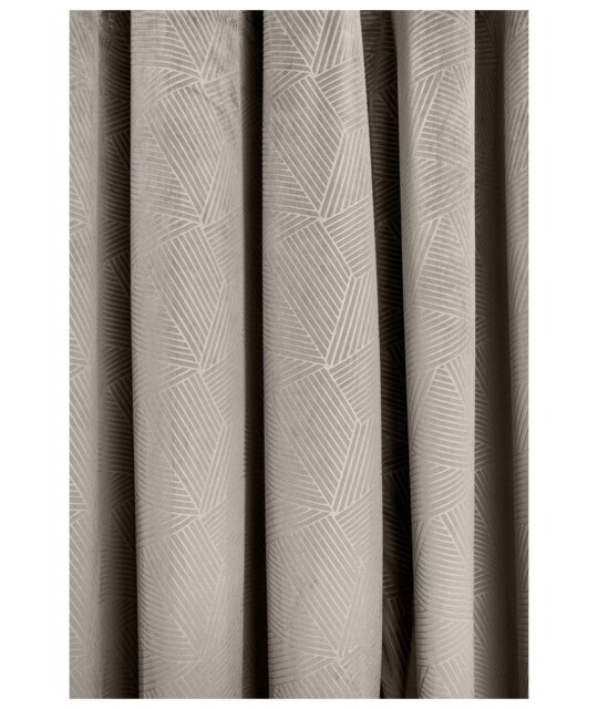 Deco Lined Eyelet Geometric Curtains 168cm x 137cm Taupe Brown Natural
