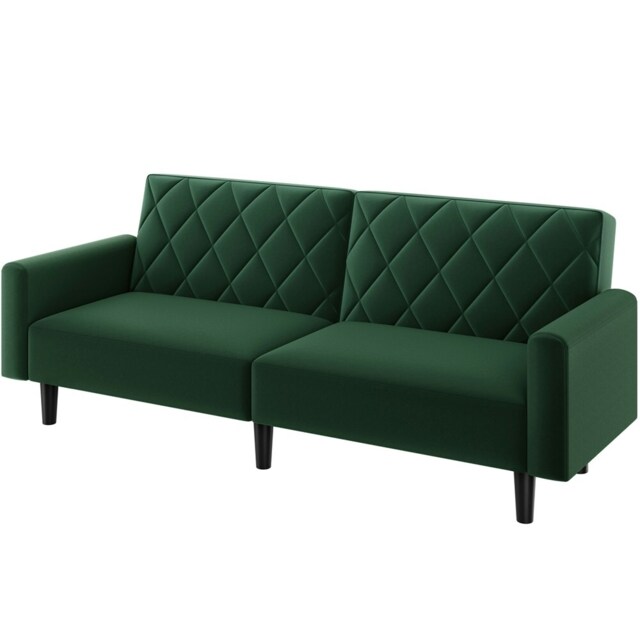 Yaheetech Upholstered Couch w/ Adjustable Backrest Green Two Seater