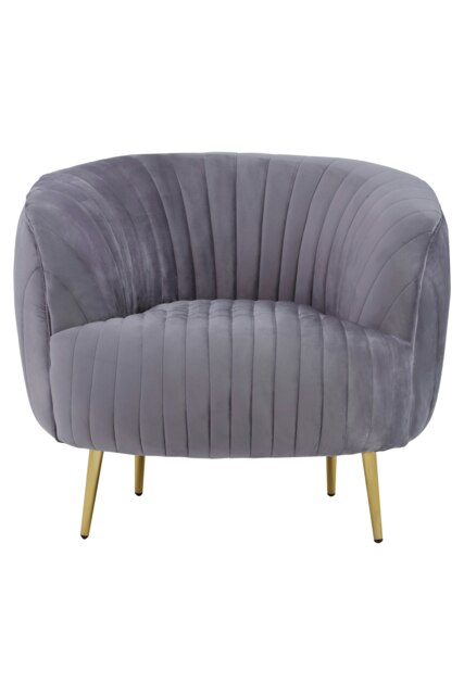 Orsina Grey Velvet Chair With Gold Legs