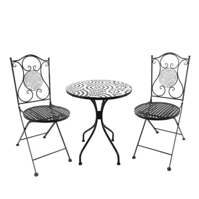 Carlton Bistro Set Outdoor Patio Garden Furniture Round Table and 2 Chairs Metal