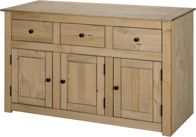 Panama Sideboard 3 Door 3 Drawer Solid Pine Wood Waxed Oak Finish