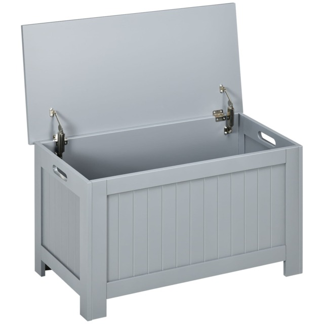 HOMCOM Large Storage Box Toy Chest Cabinet Unit Organizer with Safety Hinges Grey Grey