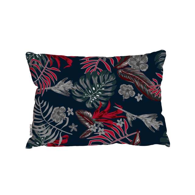 Vintage tropical pattern with exotic palm leaves and flowers (Outdoor Cushion)