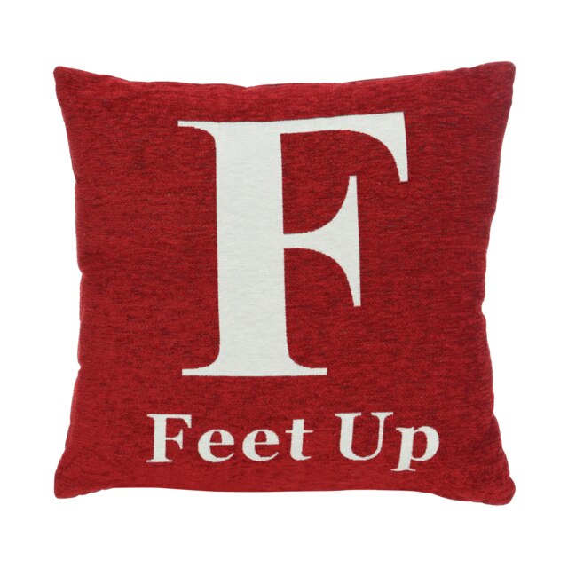 Words 'Feet Up' Red Cushion Red