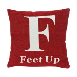 Words 'Feet Up' Red Cushion Red