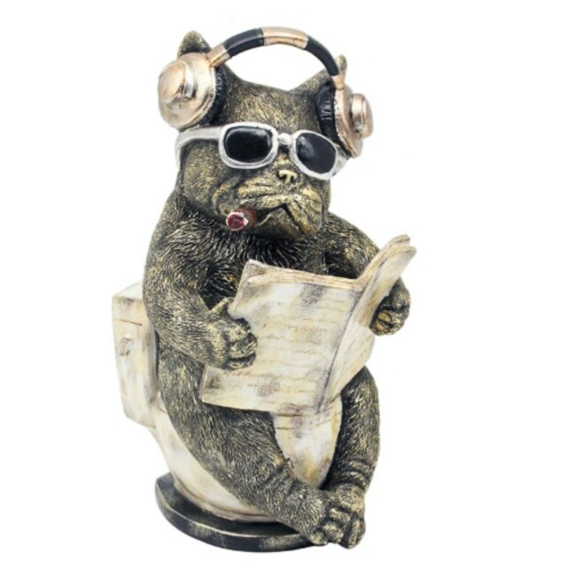 Lesser & Pavey Loo Time French Bulldog on Toilet Novelty Figurine