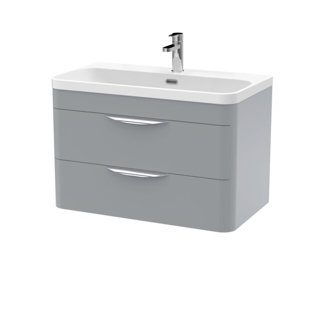 Balterley Aldershawe 2 Drawer, Thin Edge Ceramic Basin, 800mm, Grey, Wall Hung