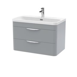 Balterley Aldershawe 2 Drawer, Thin Edge Ceramic Basin, 800mm, Grey, Wall Hung