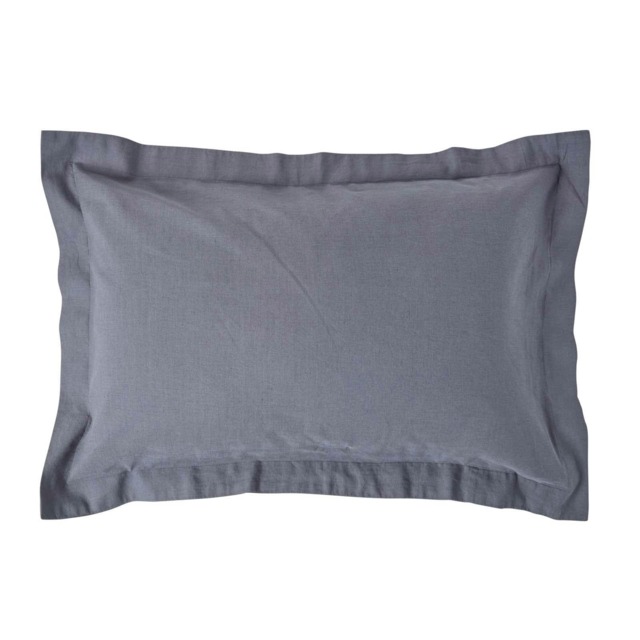 Homescapes Dark Grey Linen Oxford Pillowcase - King Size Grey King