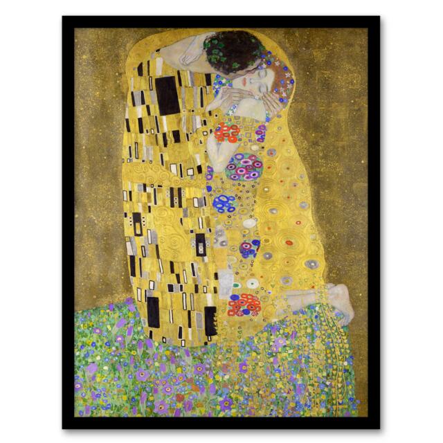 Gustav Klimt Framed Wall Art Print The Kiss Iconic Couple Painting Home Décor