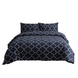Duvet Cover And Pillowcase Set Grey Geometric Design Polycotton Bed Linen Grey Grey King
