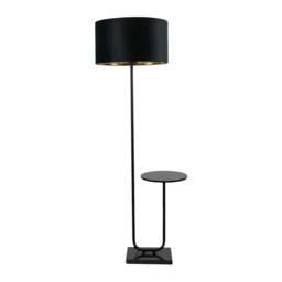 ValueLights Tavel Black Floor Lamp Black Velvet Gold Shade and Bulb