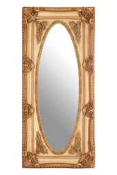 Timeless Gold Finish Oval Border Wall Mirror, Functional Mirror For Livingroom, Elegant Modern Mirror Gold