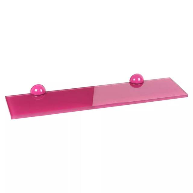 Wall-Mounted Glass Floating Shelves with Clip Fixing - 60x15cm Pink 1
