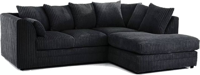 CHICAGO RIGHT HAND FACING JUMBO CORD CORNER SOFA IN BLACK