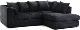 CHICAGO RIGHT HAND FACING JUMBO CORD CORNER SOFA IN BLACK