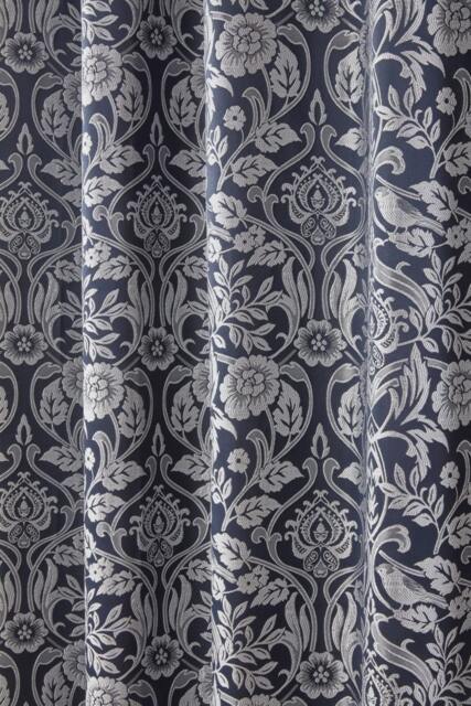 Harrow Lined Eyelet Jacquard Curtains 116cm x 183cm Navy Blue Blue