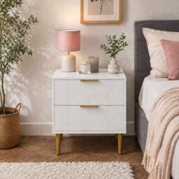 Modern White Bedside Table with 2 Drawers - Bedside Cabinet H53 x W50 x D40 cm, Bed Side Table for Bedroom & Living Room