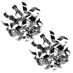 Pair of Easy Fit Chrome Finish Ribbon Swirl Ceiling Shades Chrome Chrome Large 2