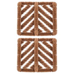 Nicola Spring Natural Coir Scraper Door Mat - 35cm x 30cm - Pack of 2