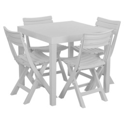 Plastic White Garden Dining Table with Chair White 5